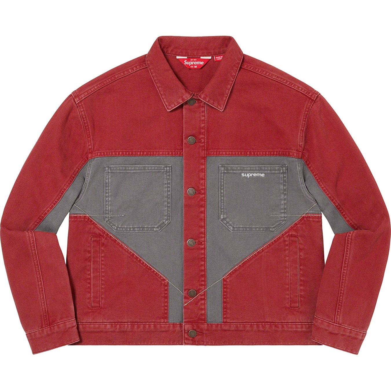 2-Tone Paneled Denim Jacket view 6